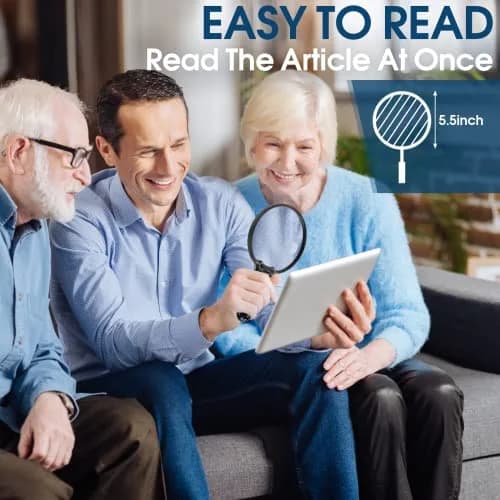 Ebbnivs Large Magnifying Glass with Light & UV 15.6cm (5.5 inch) | Distortion-Free Reading Aid for Seniors thumbnail 3