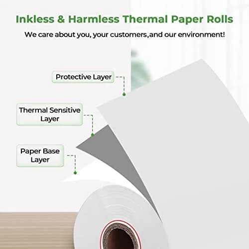 MUNBYN Thermal Receipt Paper Rolls 58mm x 50ft (20 Rolls, White) | BPA/BPS Free, Smooth Print, Fits Most POS Printers thumbnail 4