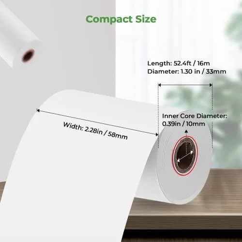 MUNBYN Thermal Receipt Paper Rolls 58mm x 50ft (20 Rolls, White) | BPA/BPS Free, Smooth Print, Fits Most POS Printers thumbnail 2
