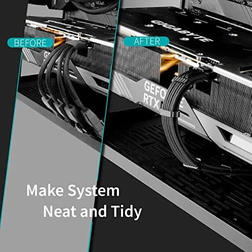 EZDIY-FAB Black 30.48 cm (1 ft) 12VHPWR PCIe 5.0 GPU Extension Cable | Stable Power for RTX 40 Series thumbnail 2