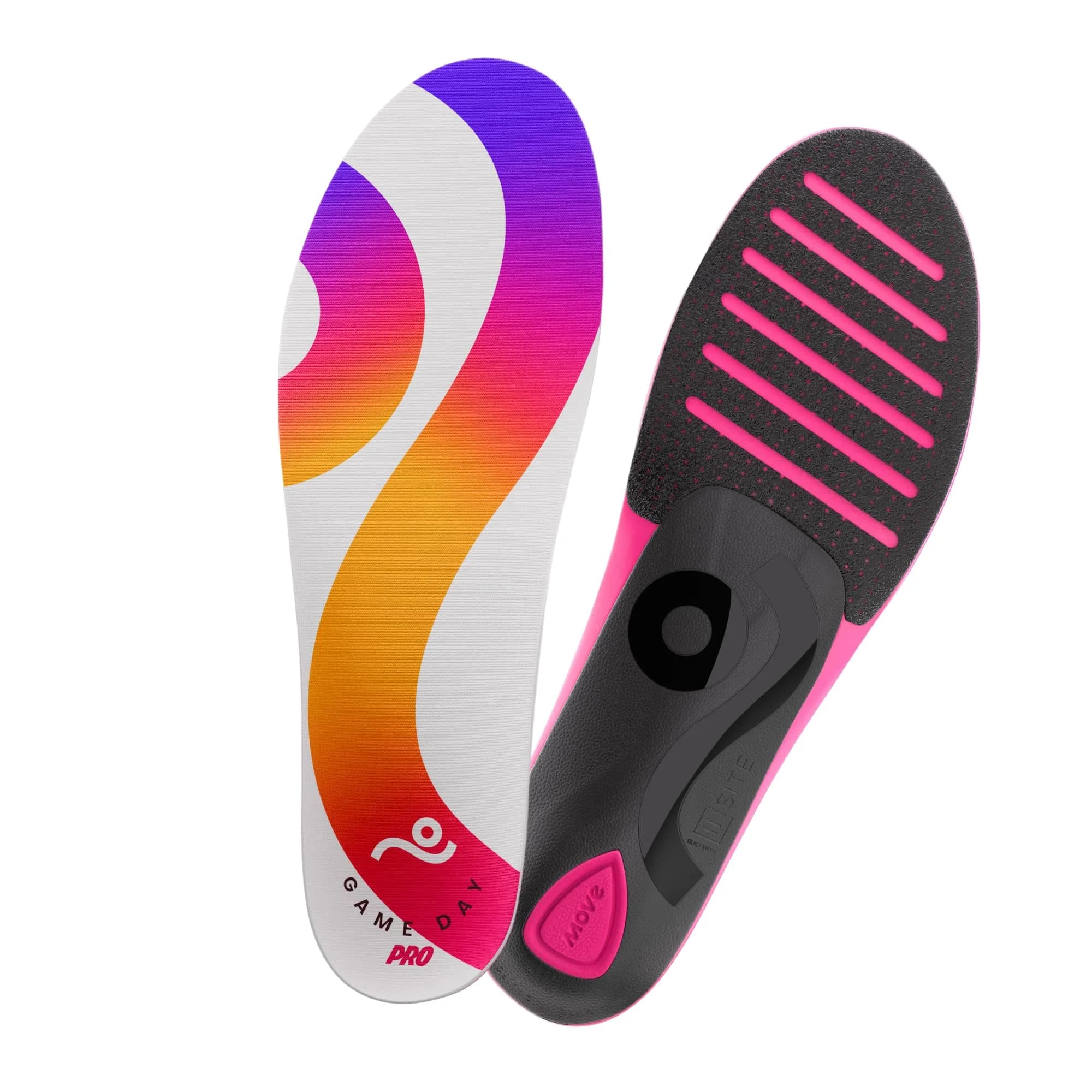 Move Game Day Pro Performance Sports Insoles for Basketball, Volleyball, Football, Tennis, Athletics, Baseball, Running, Extra Shock Absorption (M 9-9.5/WM 10.5-11) — Multicolor