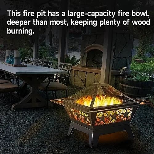 Classy Home 33-Inch Square Fire Pit | Heavy-Duty Alloy Steel Outdoor Fire Table thumbnail 7