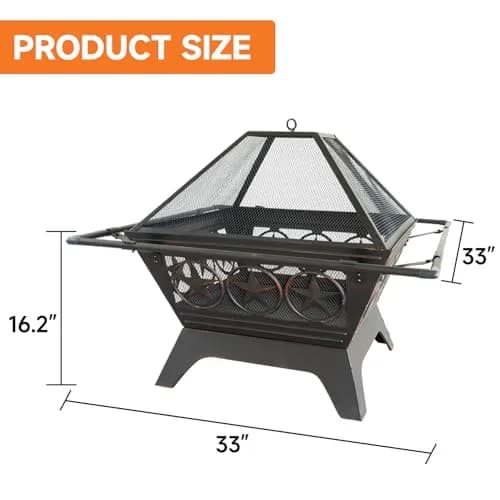 Classy Home 33-Inch Square Fire Pit | Heavy-Duty Alloy Steel Outdoor Fire Table thumbnail 2