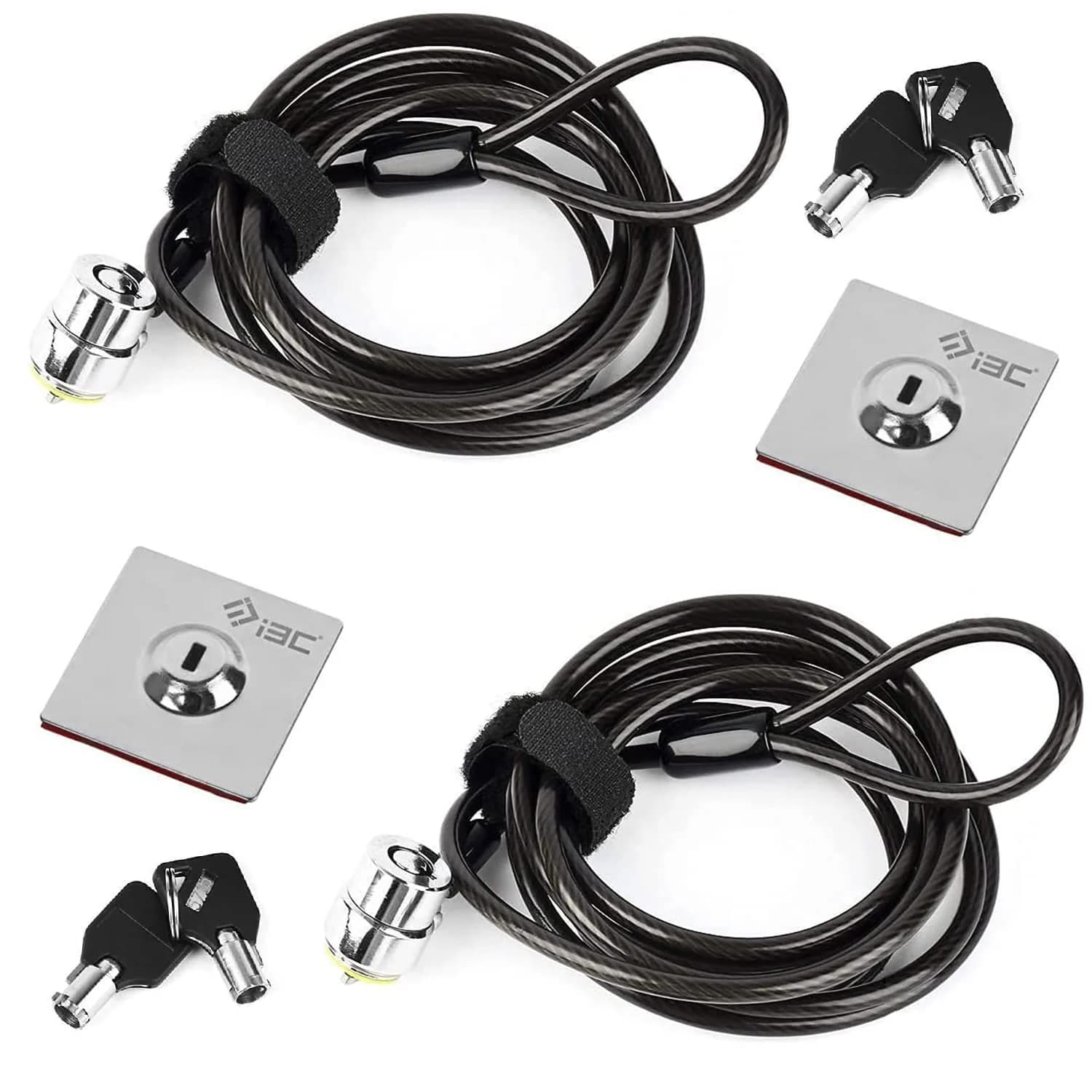 I3C Security Cable Lock with Anchor Plate & 2 Keys | 2-Pack Black