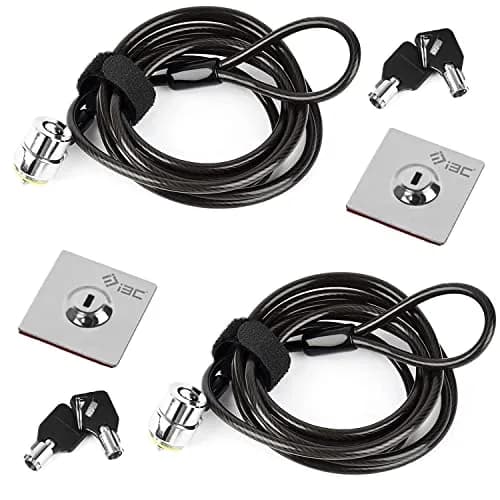 I3C Security Cable Lock with Anchor Plate & 2 Keys | 2-Pack Black thumbnail 1