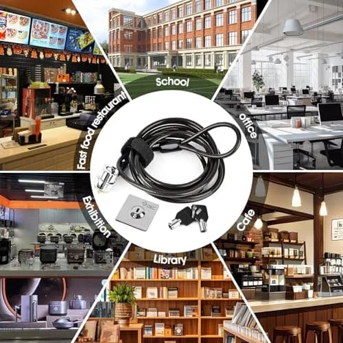 I3C Security Cable Lock with Anchor Plate & 2 Keys | 2-Pack Black thumbnail 5