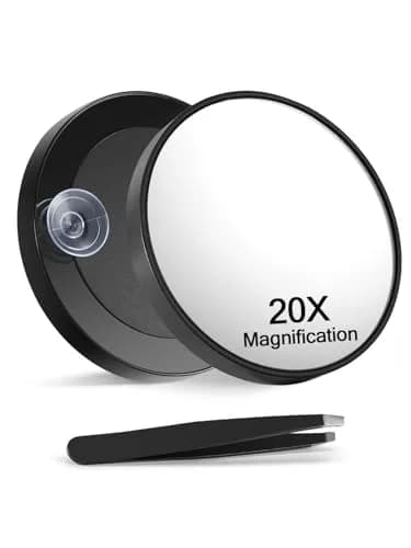 Macaki 20x Magnifying Mirror Suction Cup | Powerful 3.5 in, Black, Travel & Makeup thumbnail 1