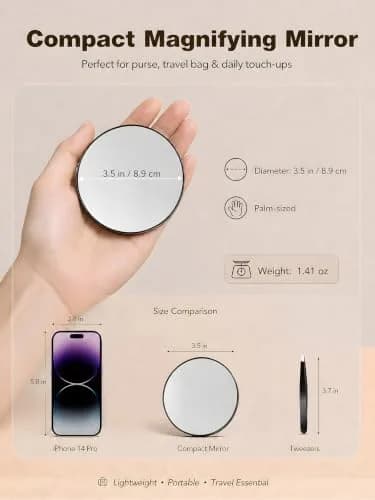 Macaki 20x Magnifying Mirror Suction Cup | Powerful 3.5 in, Black, Travel & Makeup thumbnail 2