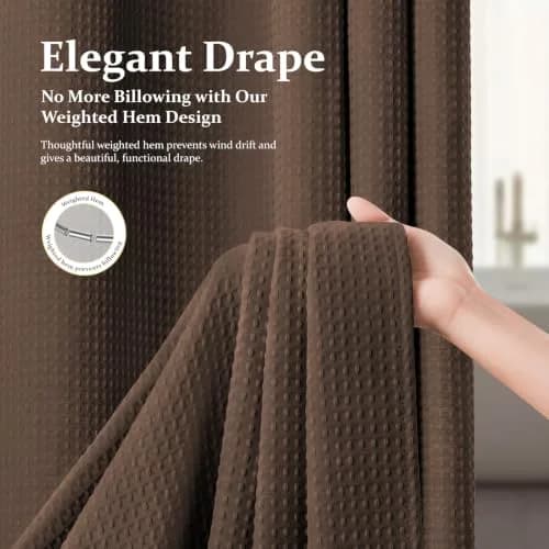 Dynamene Waffle Shower Curtain 183cm x 183cm (72"x72") | Heavy Duty 256 GSM Fabric with Weighted Hem thumbnail 5