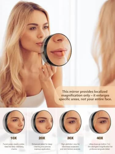 Macaki 10x Magnifying Suction Cup Mirror 3.5 inch Black | Attaches to Smooth Surfaces for Flawless Makeup thumbnail 3