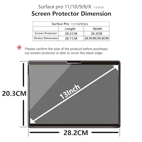 Adeway Paperfeel Screen Protector for Surface Pro 11/10/9/8/X 13" | Matte Tempered Glass with Anti-glare (110c) thumbnail 3