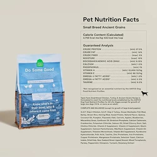 Open Farm Ancient Grains Dry Dog Food Small Breed Kibble 1.81 kg (4lb) | High Protein, Traceable Ingredients thumbnail 5