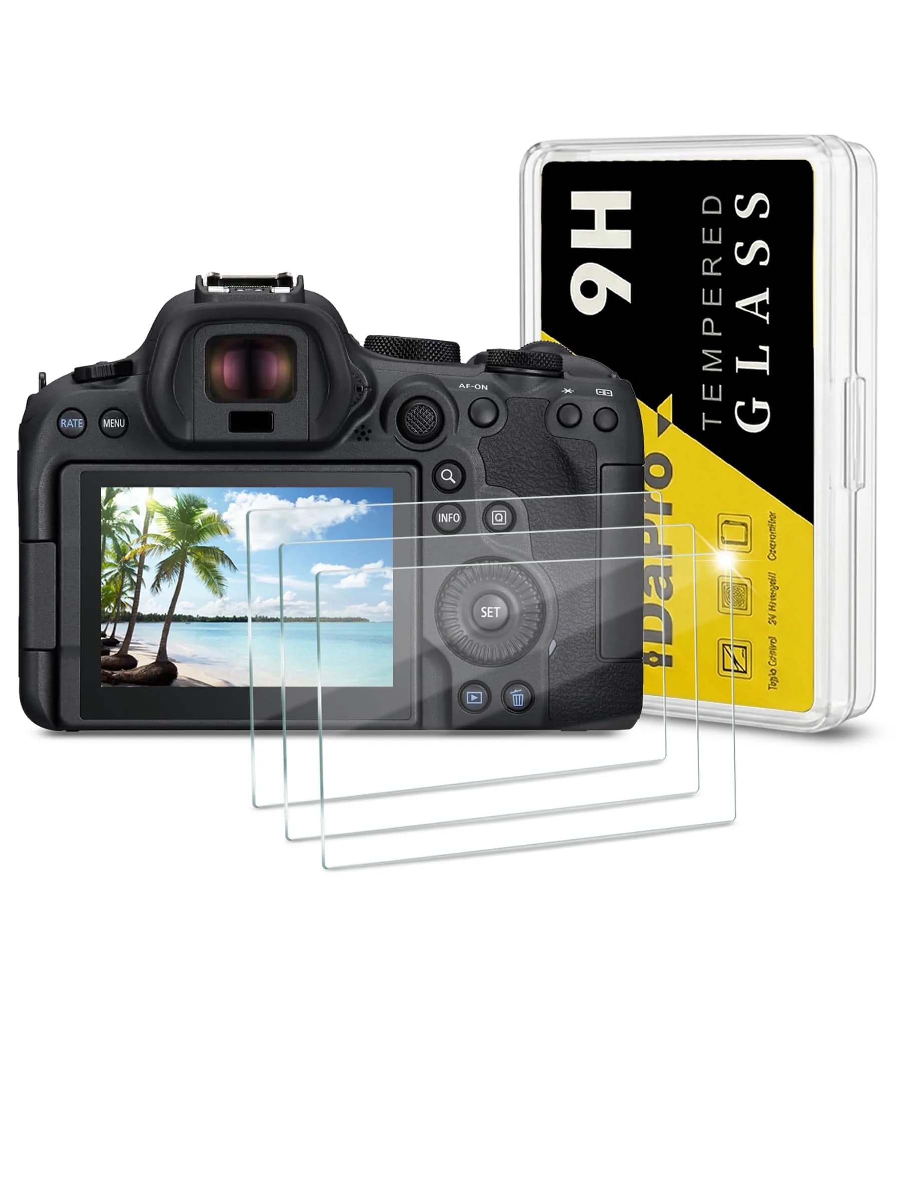 iDaPro Screen Protector for Canon EOS R6 Mark III/II/V, 9H Tempered Glass | Scratch & Drop Resistant, Ultra Clear - main product image