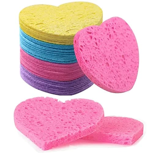 Spunspon 50-Count Compressed Facial Sponges | Natural Cellulose Heart Shape for Face Cleansing & Exfoliation thumbnail 1