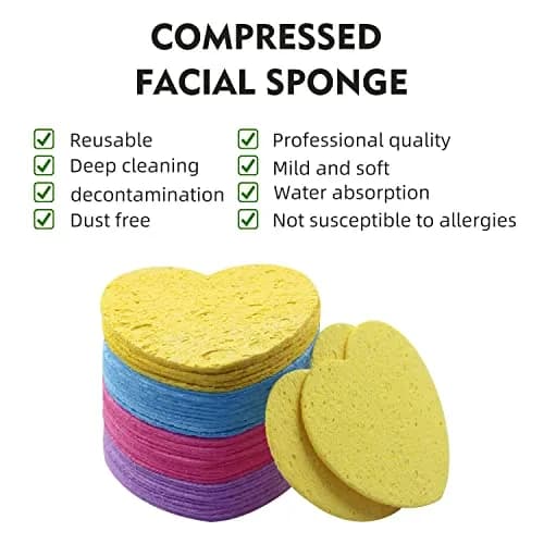 Spunspon 50-Count Compressed Facial Sponges | Natural Cellulose Heart Shape for Face Cleansing & Exfoliation thumbnail 4