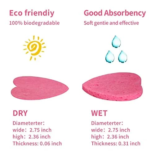 Spunspon 50-Count Compressed Facial Sponges | Natural Cellulose Heart Shape for Face Cleansing & Exfoliation thumbnail 5