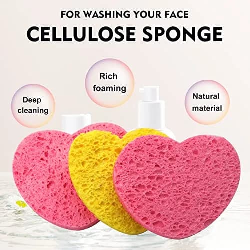 Spunspon 50-Count Compressed Facial Sponges | Natural Cellulose Heart Shape for Face Cleansing & Exfoliation thumbnail 2