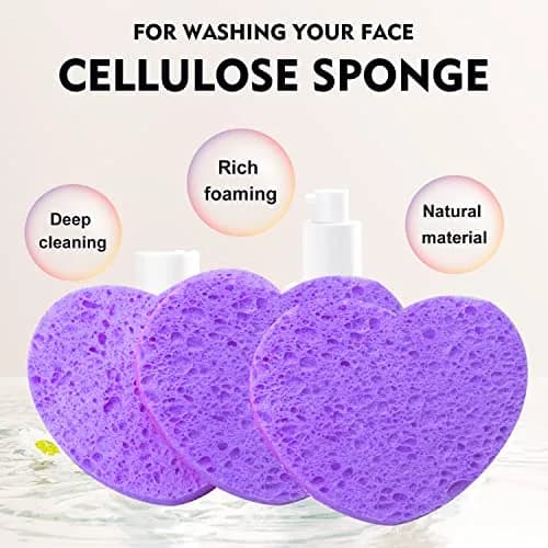 Spunspon Facial Sponges 50-Count Heart Shape | Natural Cellulose Exfoliating & Makeup Removal thumbnail 7