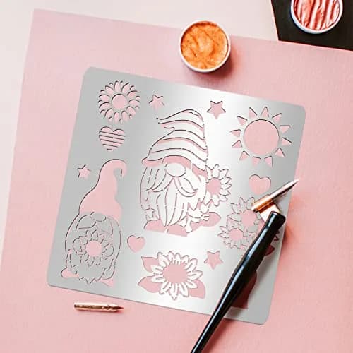 INFUNLY Sunflower Gnome Metal Stencil 15.6cm (6.15") | Christmas Gnome & Sunflower Designs for DIY Art thumbnail 4