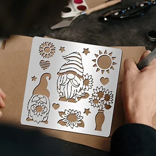 INFUNLY Sunflower Gnome Metal Stencil 15.6cm (6.15") | Christmas Gnome & Sunflower Designs for DIY Art thumbnail 3