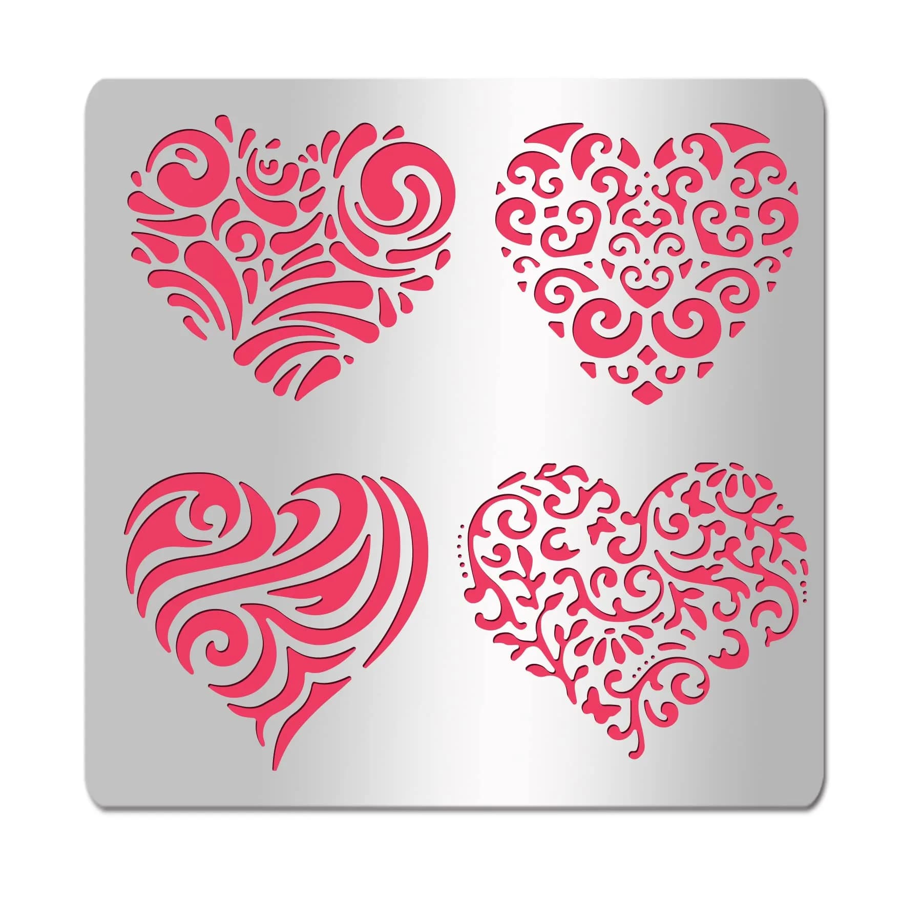 INFUNLY Metal Journal Stencil 17.7cm x 10.1cm (4"x7") | DIY Scrapbook & Planner Art Template — Heart Metal Stencil