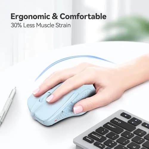 TECKNET Wireless Mouse M003, Lightblue, 2.4G Ergonomic Computer Mouse with 2600 DPI | Right-Handed Use thumbnail 3