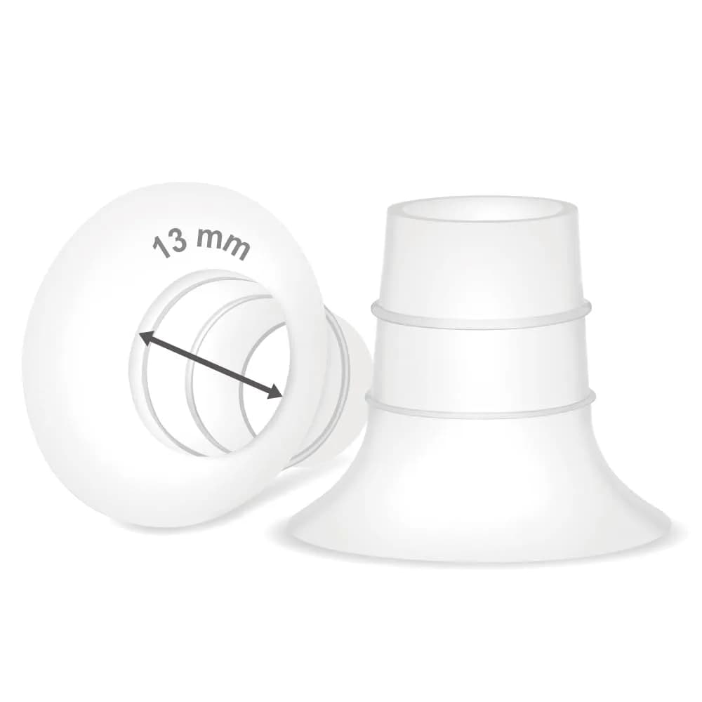 Maymom 20mm Flange Inserts for Elvie & Medela Pumps | BPA-Free Silicone (2-Pack, Semi-Clear Short) — Semi-clear Short / 13mm