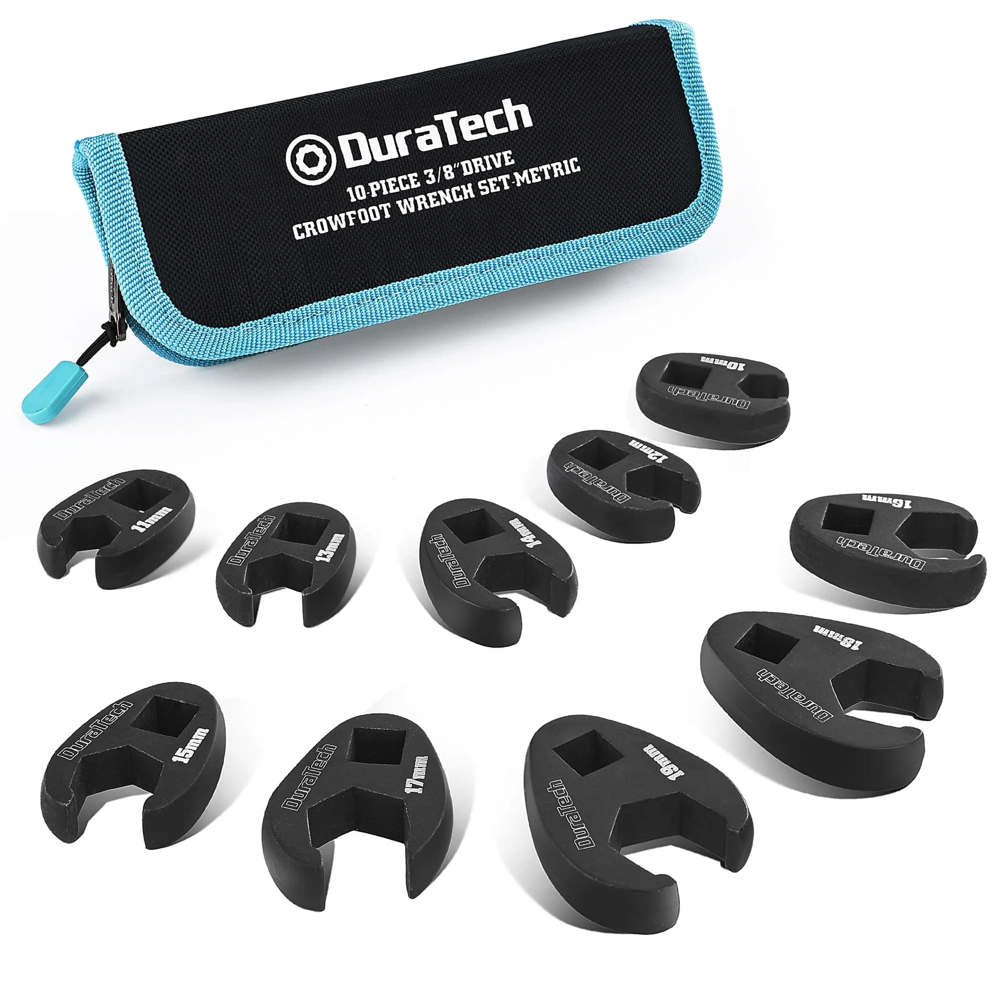 DURATECH 10-Piece 3/8" Drive Metric Crowfoot Wrench Set 10-19mm | CR-V Steel Flare Nut Tool