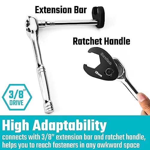 DURATECH 10-Piece 3/8" Drive Metric Crowfoot Wrench Set 10-19mm | CR-V Steel Flare Nut Tool thumbnail 4