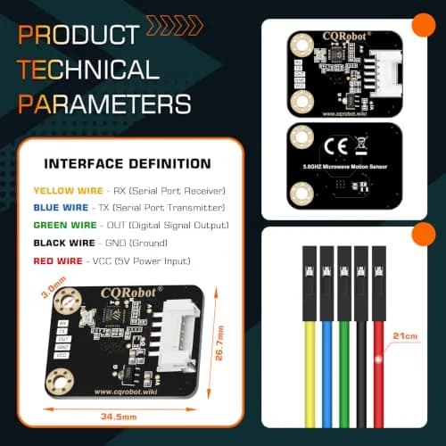 CQRobot 5.8GHz Microwave Sensor Compatible with Arduino & Raspberry Pi | Long Distance, High Sensitivity Motion Detector thumbnail 4