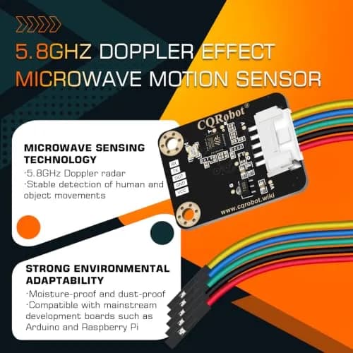 CQRobot 5.8GHz Microwave Sensor Compatible with Arduino & Raspberry Pi | Long Distance, High Sensitivity Motion Detector thumbnail 2