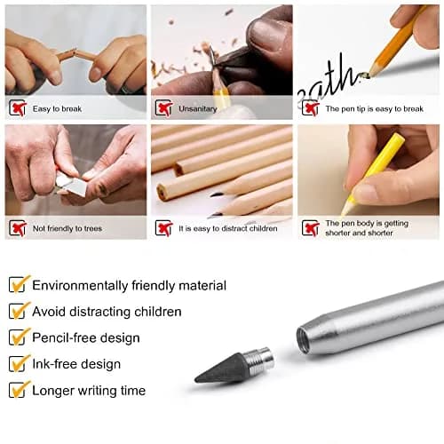 AUAUY Metal Infinity Pencil 2-Pack | Smooth Writing, Reusable Nib thumbnail 4