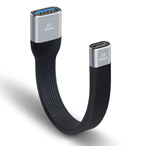 Poyiccot USB C Female to USB A Female Adapter 13cm (4.3 inches) | 10Gbps Data Transfer Flat Cable thumbnail 1