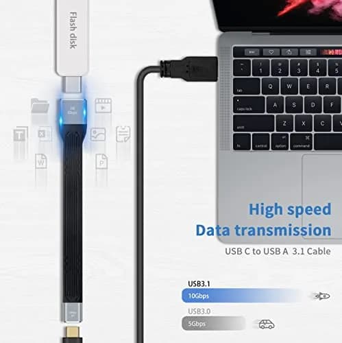 Poyiccot USB C Female to USB A Female Adapter 13cm (4.3 inches) | 10Gbps Data Transfer Flat Cable thumbnail 2