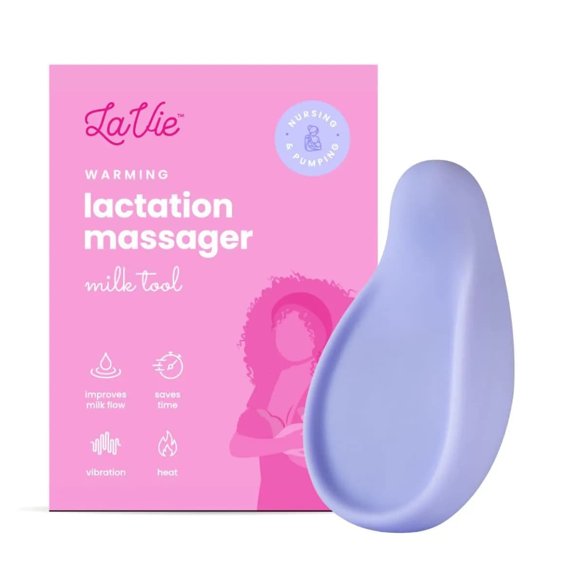 LaVie 5-in-1 Lactation Massager Roller, Manual Breastfeeding Tool 4.7 oz (133 g) | Improves Milk Flow & Relieves Discomfort — Vibration&heat