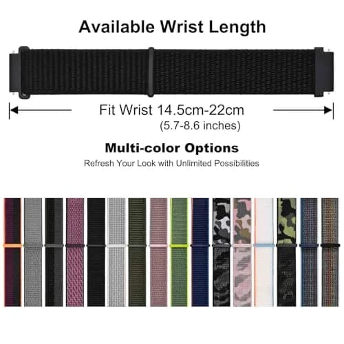WOCCI 16mm Adjustable Nylon Watch Band | Quick Release Sport Loop Strap (Black) thumbnail 6