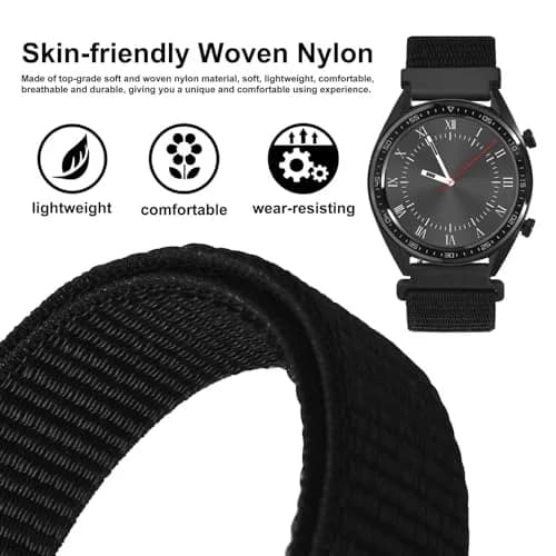 WOCCI 16mm Adjustable Nylon Watch Band | Quick Release Sport Loop Strap (Black) thumbnail 2