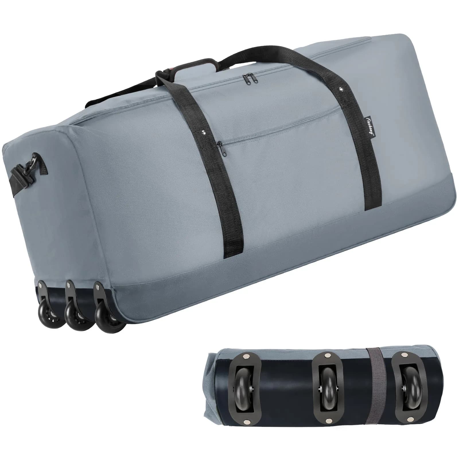 Finnhomy 120L Foldable Rolling Duffel Bag with 3 Wheels | Large Capacity, Lightweight Travel Bag (Grey)