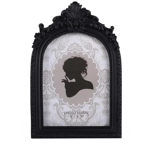 SIKOO Vintage Gothic Black Picture Frame 15x18 cm (6.2x9.6 inch) | Ornate Resin Tabletop & Wall Mount thumbnail 1