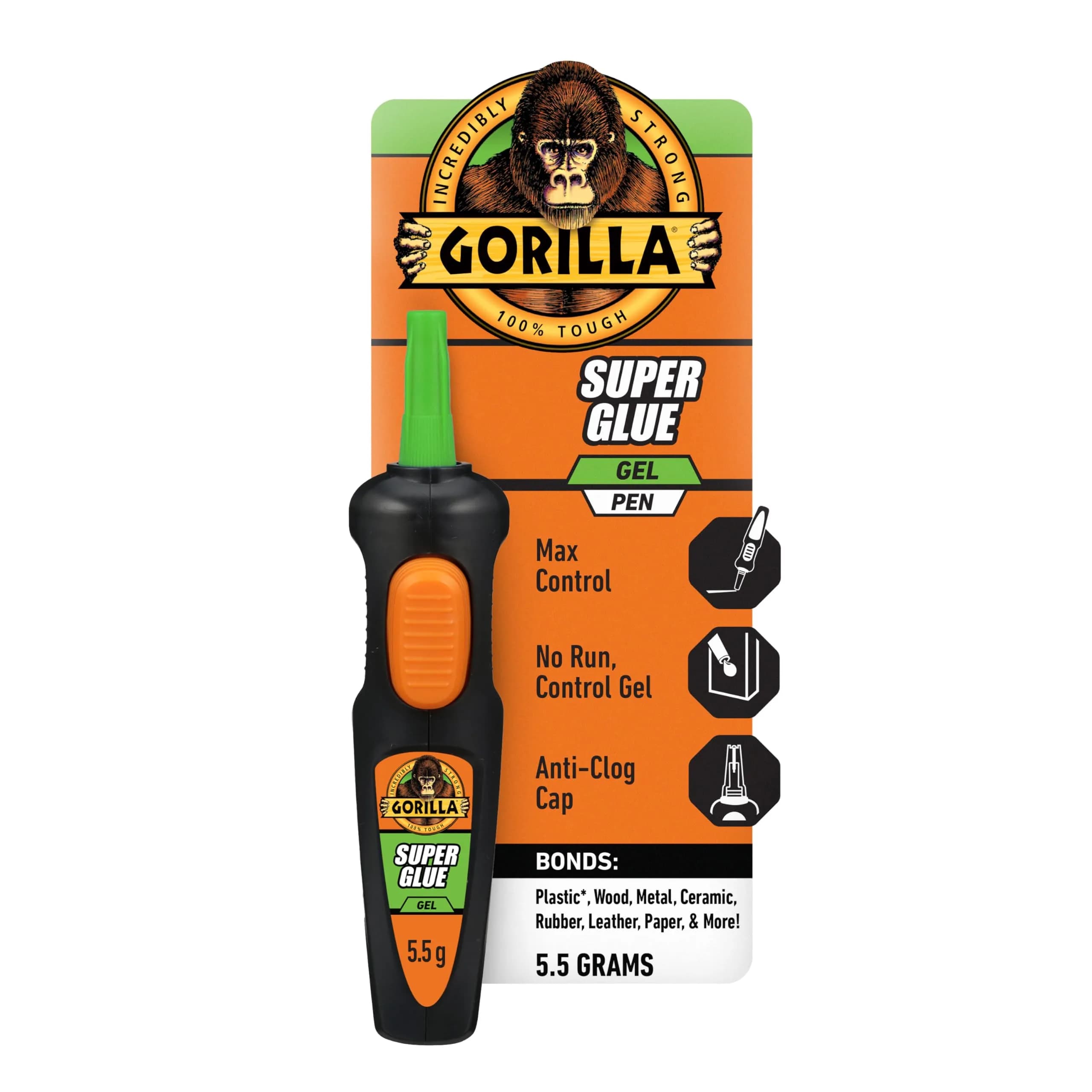 Gorilla Super Glue Gel Pen, 5.5 g | Fast-Setting Impact-Resistant Adhesive