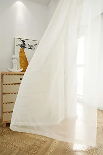 PHILEASY Beige Sheer Curtains 54 Inches Long, 52 Inches Wide - Pack of 2 thumbnail 3