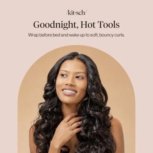 Kitsch Satin Heatless Curls Overnight Set - Charcoal | 86cm (34") Heatless Curling Rod & 2 Satin Scrunchies thumbnail 9