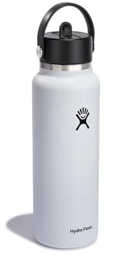 Hydro Flask Wide Mouth Water Bottle with Flex Straw Cap, 1200ml (40 Oz) White | Keeps Drinks Cold Up to 24 Hours thumbnail 2
