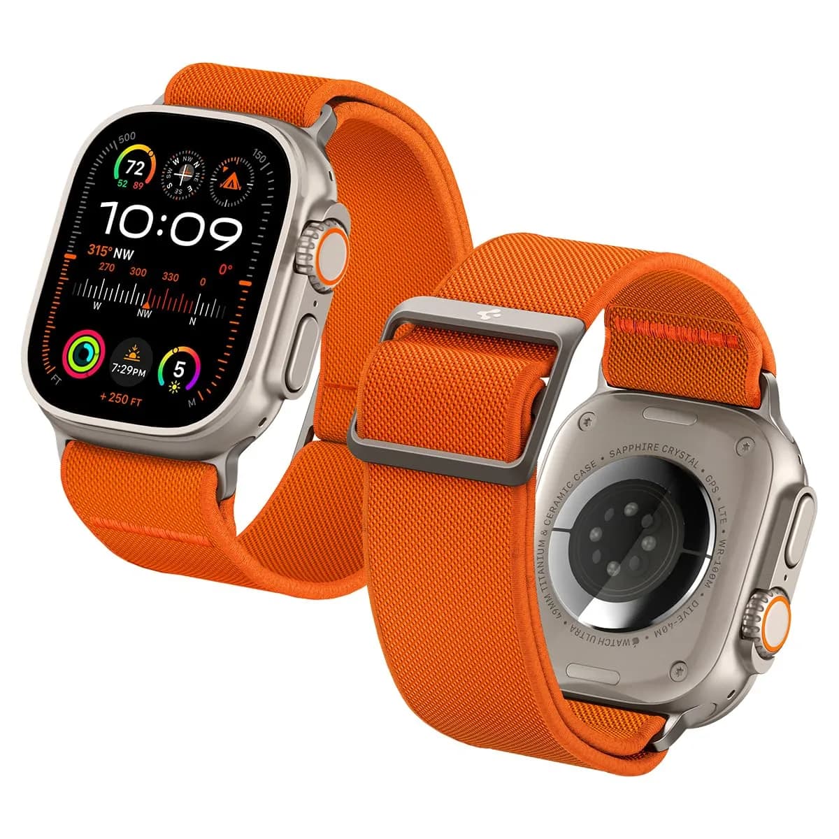 Spigen Lite Fit Ultra for Apple Watch Band, Lightweight Fabric Strap | Durable, Breathable & Compatible with Apple Watch Ultra 49mm — Orange