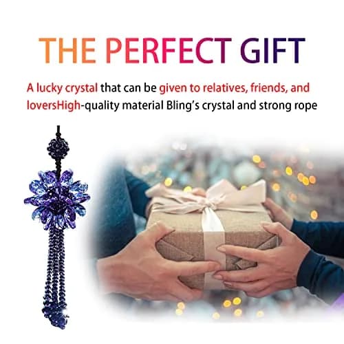 AICEL K9 Crystal Flower Rear View Mirror Pendant | Handmade Car Interior Ornament (13.8 inches total length) thumbnail 6