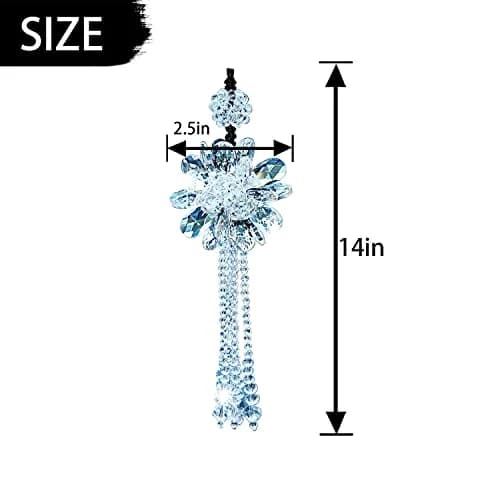 AICEL K9 Crystal Flower Rear View Mirror Pendant 13.8 inches (35 cm) | Handmade Lucky Ornament thumbnail 2