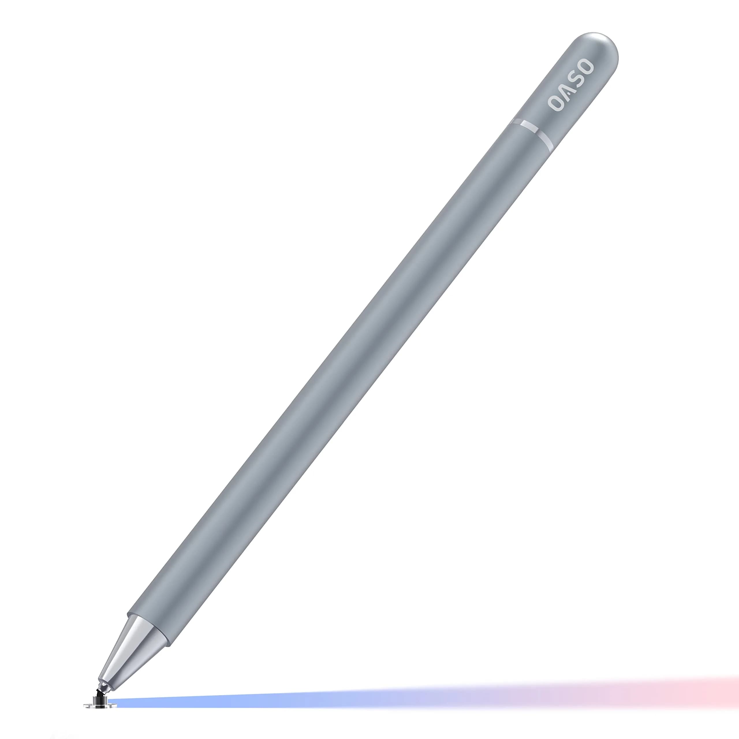 OASO Universal Stylus Pen for Touch Screens, Disc Tip & Magnet Cap, Compatible with iPad/iPhone/Samsung Galaxy Tab/Fire HD Tablets (Silver)