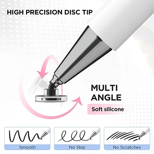OASO Universal Stylus Pen for Touch Screens, Disc Tip & Magnet Cap, Compatible with iPad/iPhone/Samsung Galaxy Tab/Fire HD Tablets (Silver) thumbnail 5