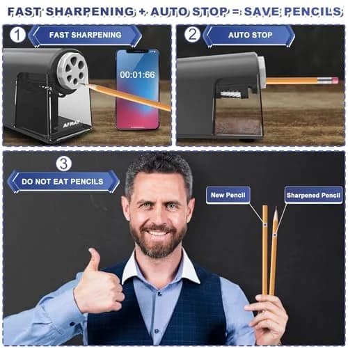 AFMAT PSX2 Electric Pencil Sharpener 156 mm (6.9 in) | Heavy Duty for 6-11mm Pencils thumbnail 3