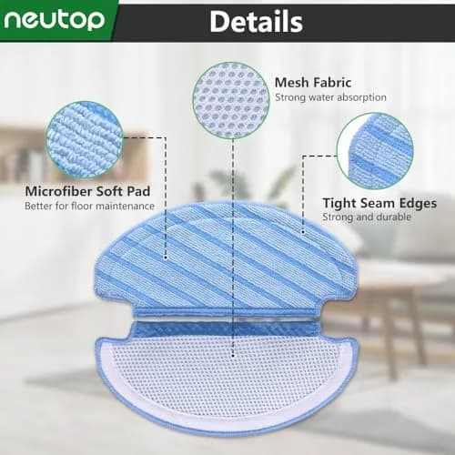neutop Washable Mop Pads for Ecovacs Deebot T8 N8 N10 Series | Reusable Microfiber Replacement Pads thumbnail 3
